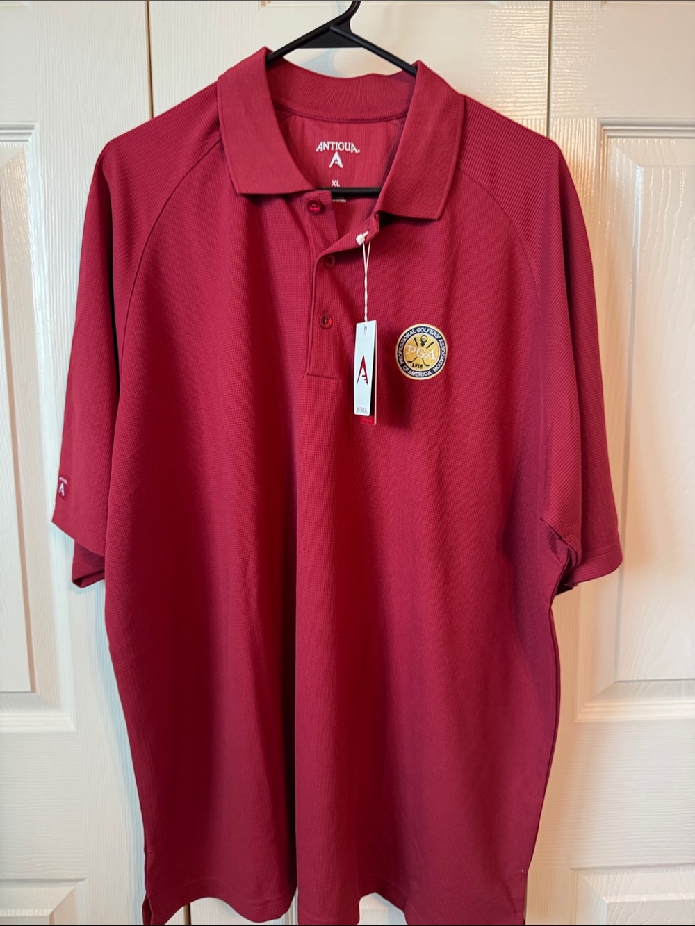Antigua Men's Burgundy Polo with Embroidered Patch | XL